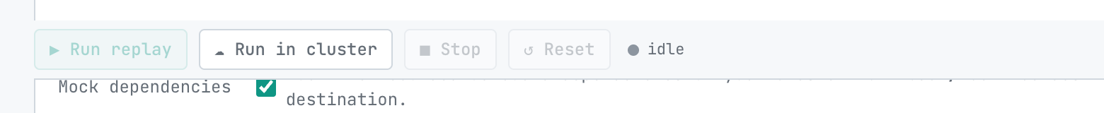 Run in cluster button in the replay toolbar